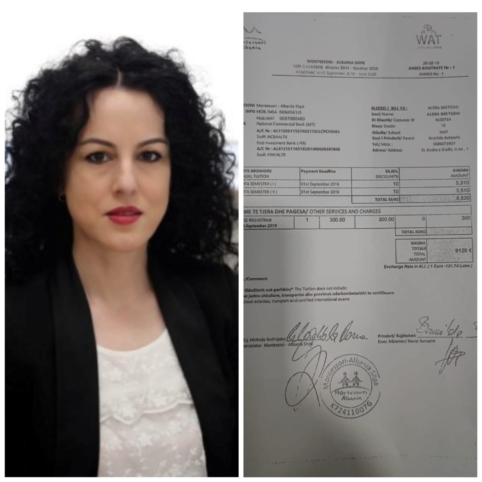 INVESTIGIMI / Vajza e Brunilda Bekteshit 9 mijë € shkollim në vit, ja mashtrimet e kaçurelses së “Vettingut” para SPAK-ut, Dritan Prençi kërkon ta shpëtojë