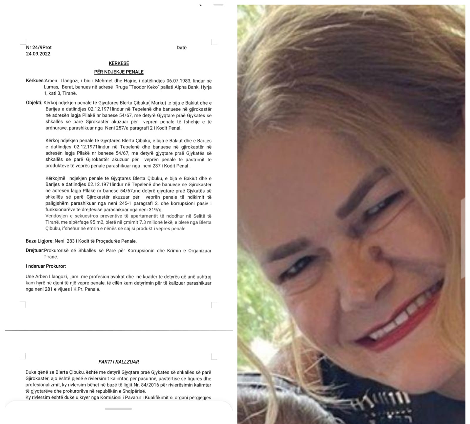 Fshehu një shtëpi në Selitë, kallëzohet në SPAK gjyqtarja Blerta Marku për pastrim parash, banesën e kaloi në emër të nënës