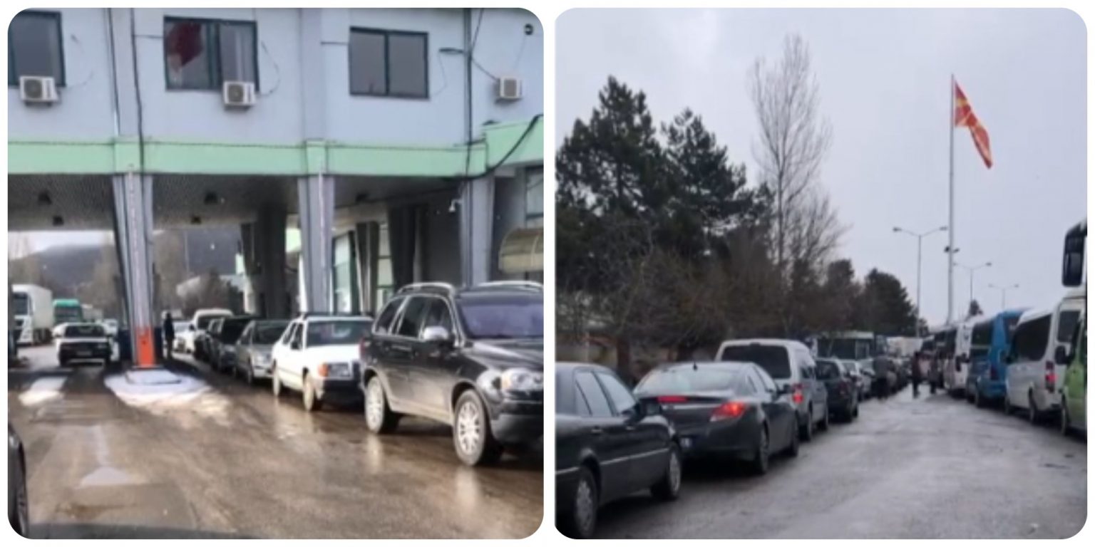 Bie sistemi në pikën doganore të Qafë Thanës, radhë kilometrike e automjeteve në të dy anët e kufirit