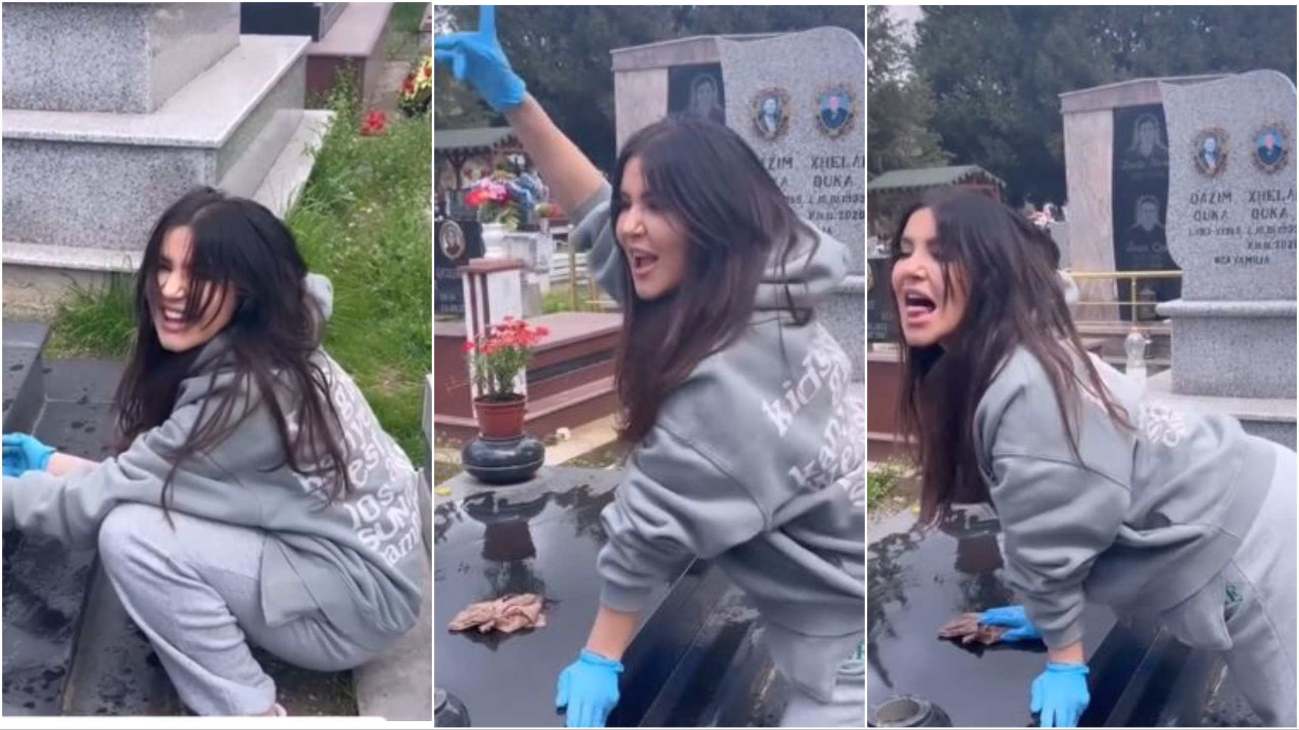 E turpshme, Megi Pojani tallet mbi varrin e stërgjyshes dhe dredh të pasmet