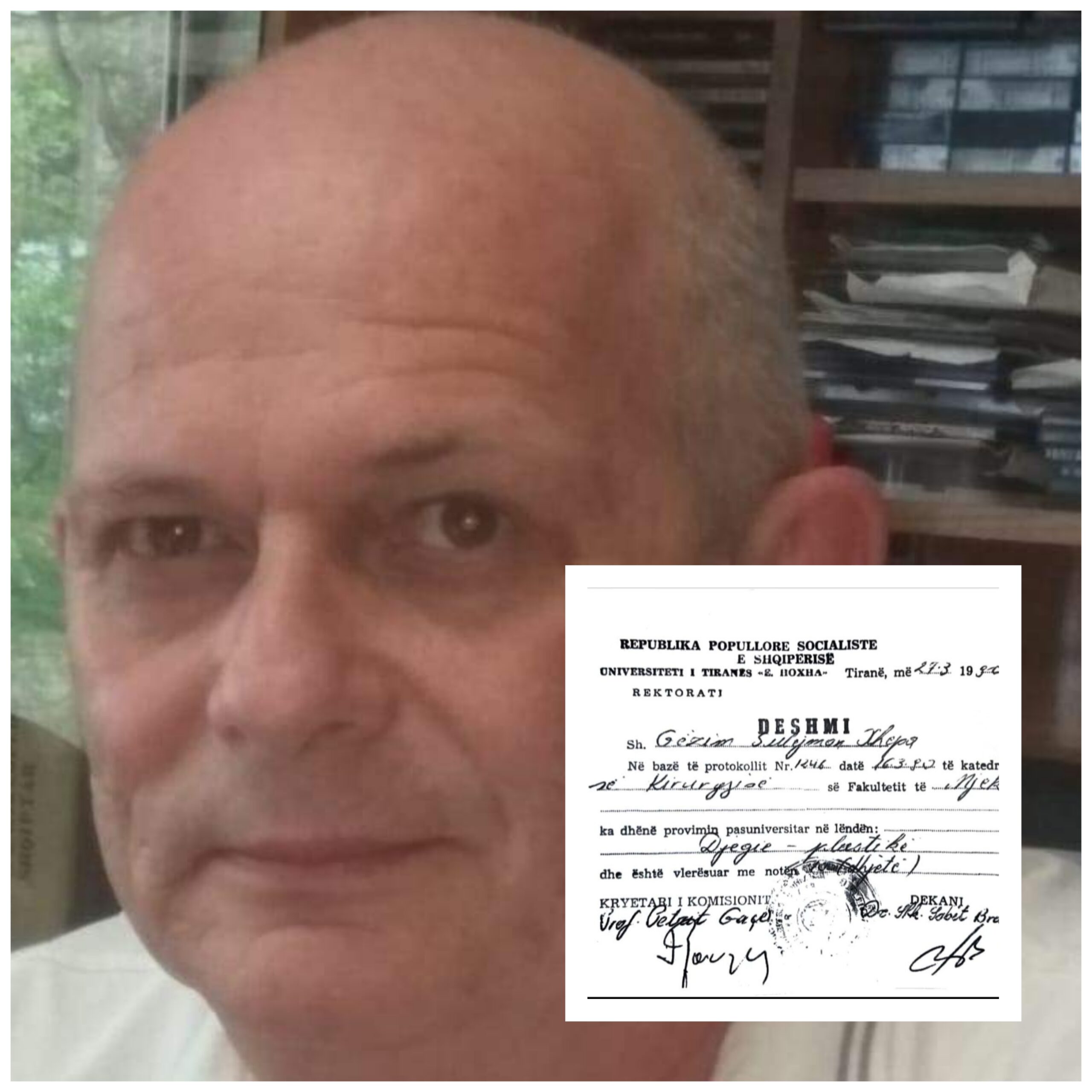 Një doktor Adhamudh në QSUT, Gëzim Xhepa kirurg plastik pa diplomë, ja çfarë paraqet në vend të diplomës, pedagog në Fakultetin e Mjekësisë dhe mjek në dy spitale private, doli te Foltorja e Nongratës
