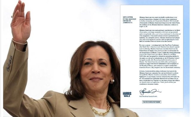 Letra/ Kamala Harris thirrje shqiptarëve në Amerikë: Promovoni stabilitet në rajon!