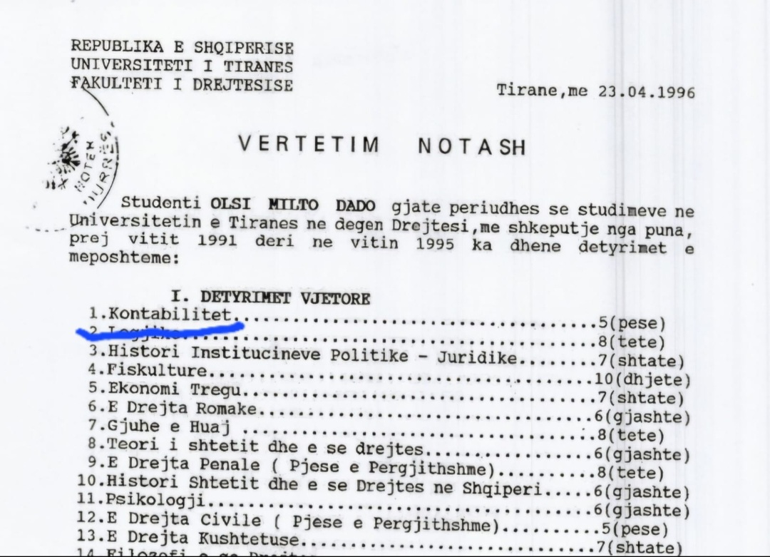 Ols Dado student me pesa, notë të mirë vetëm në fiskulturë. Thellohet skandali i emërimit prokuror