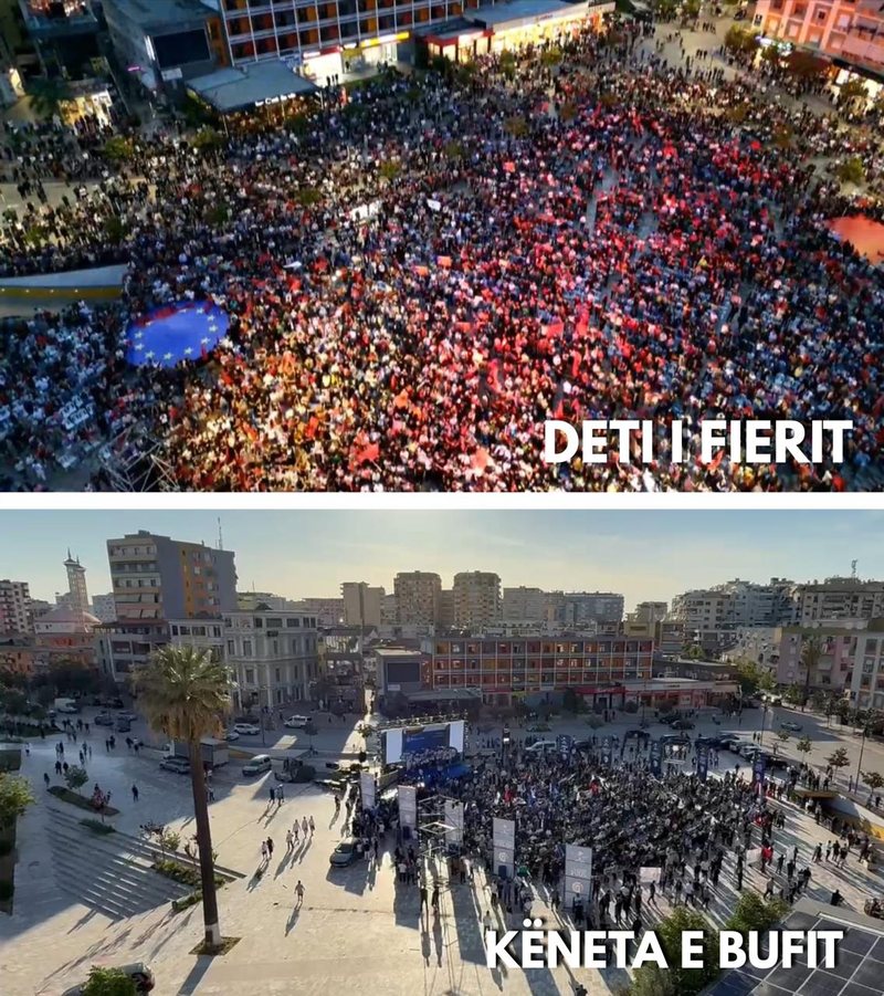 FOTO LAJM: Diferenca e fushatës përmbyllëse në Fier, mes PS dhe PD 