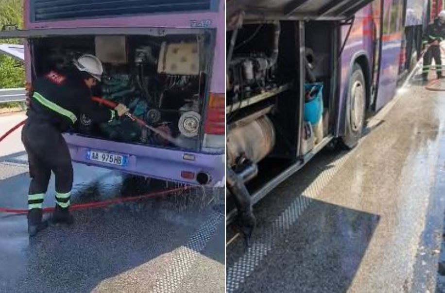 Merr flakë autobusi pranë tunelit të Skërficës, pasagjerët arrijnë të dalin në kohë! 