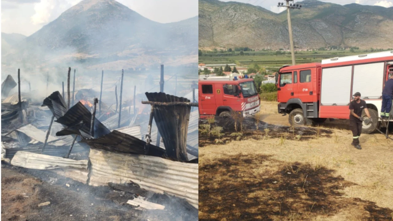 Zjarr në Devoll, shkrumbohet një kasolle dhe sipërfaqe toke