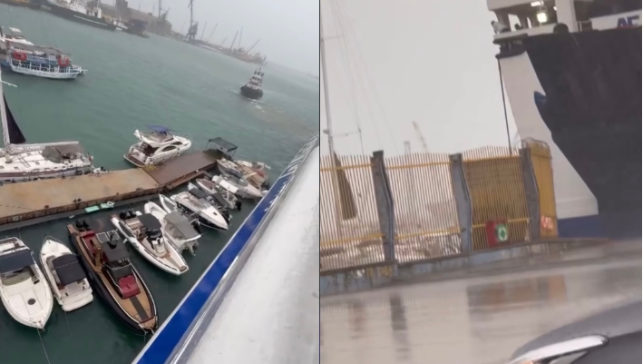 Stuhia në Durrës/ Trageti këput litarët, hekurat bien mbi anijet e tjera 