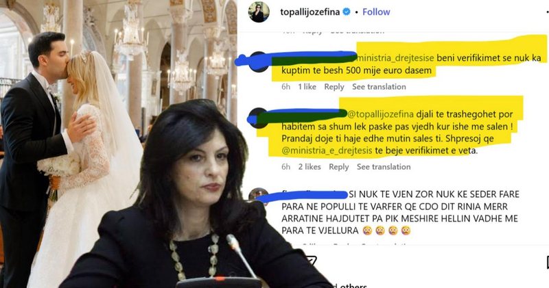 Komentuesit bombardojnë Instagramin e Jozefina Topallit pas dasmës luksoze të djalit – lumë kritikash online