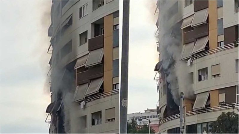 Zjarr në pallatin në Astir, zjarrfikësit shpëtojnë dy fëmijët e vegjël