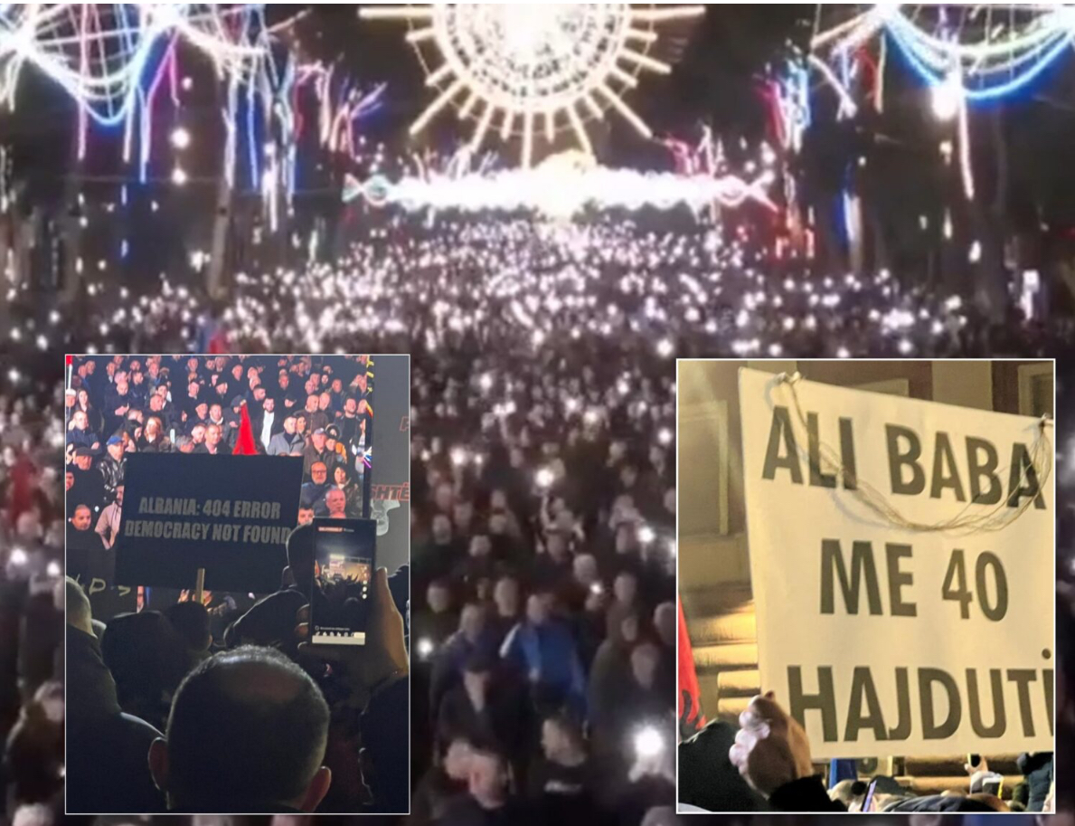 FOTO/ “Ali Baba me 40 hajdutë”/ Protesta e PD, qytetarët kërkojnë largimin e Ramës