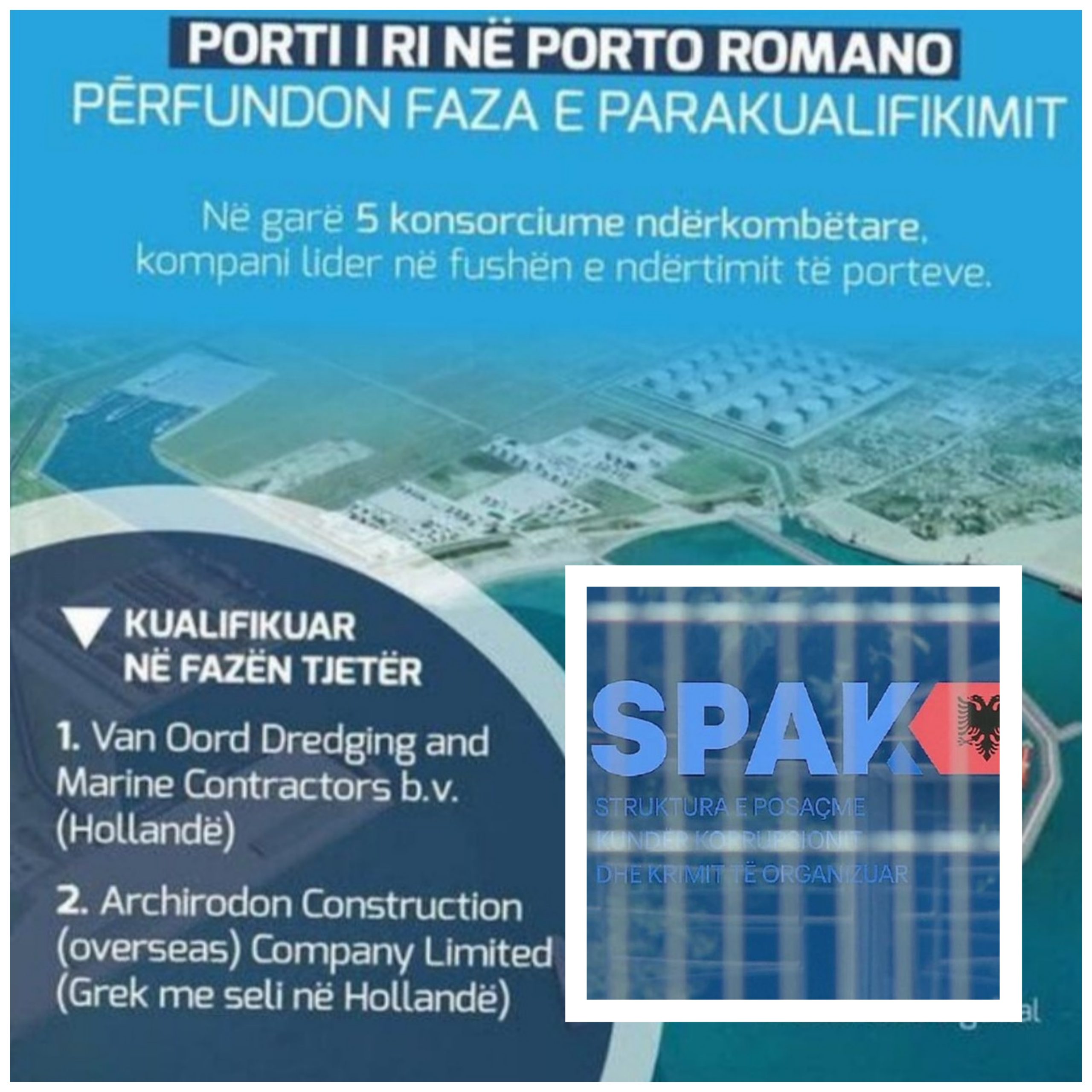 Kallëzohen në SPAK grupi i tenderit 400 milionë euro i portit në Porto Romano, të përfshirë drejtorë, politikanë dhe ‘ustallarë’ të huaj, aktiviteti i dyshimtë i kompanisë fituese greke Archirodon