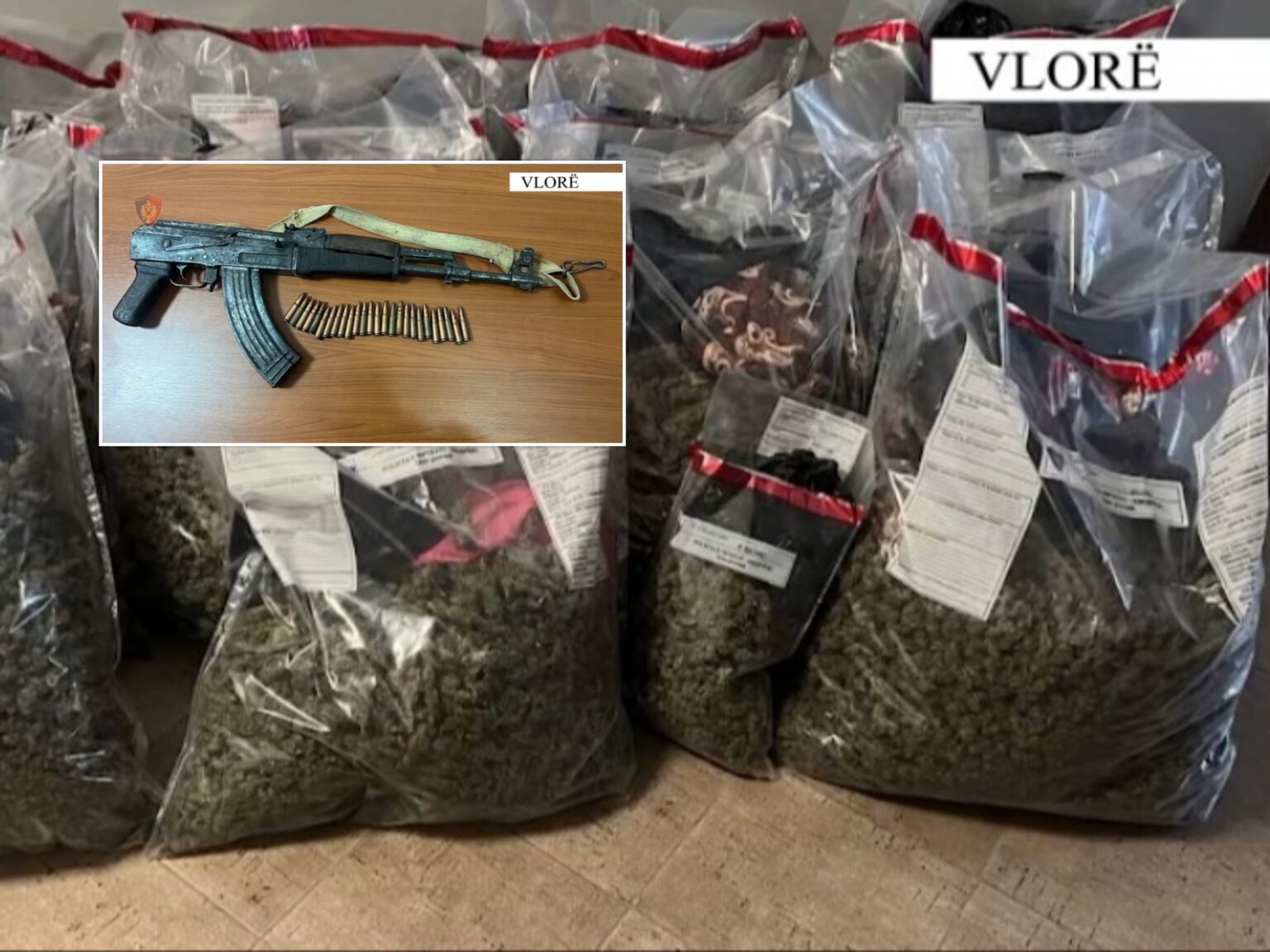 Emrat/ Sekuestrohen 57 kg kanabis dhe një armë zjarri në Vlorë, arrestohen dy persona