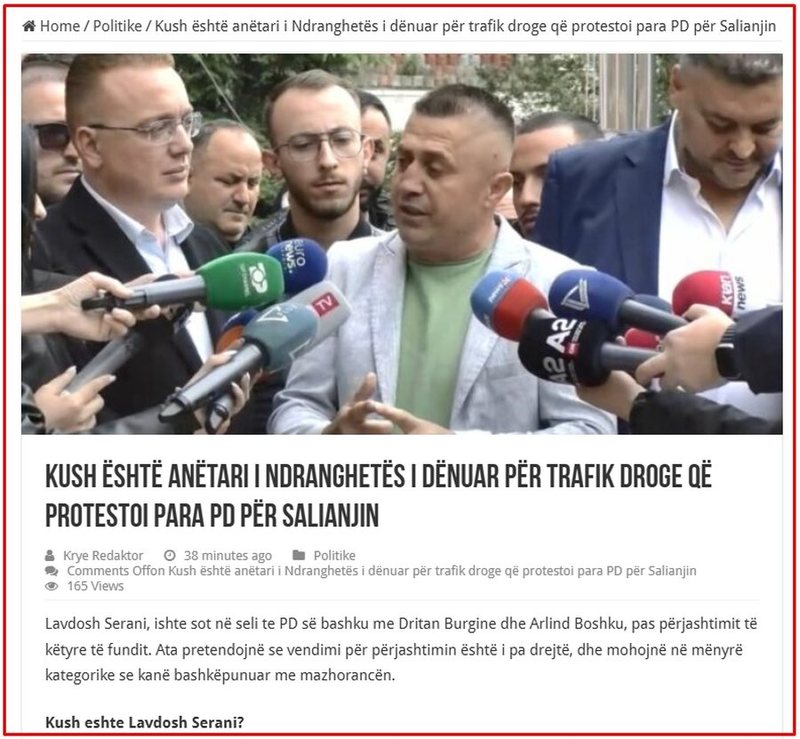 Organi zyrtar i PD, gazeta RD sulmon demokratin që protestoi sot nën zyrën e Berishës: Është trafikant i mafias famëkeqe italiane “Ndrangheta”