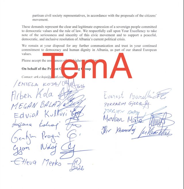EMRAT / Bëhet publik grupi koordinator i protestës. Letra ambasadorëve kryesorë në Tiranë për pesë kërkesat e tyre