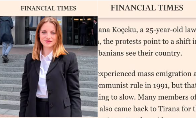 Marjana Koçeku për “Financial Times”: Shqipëria është bërë një vend nga ku të rinjtë duan të largohen